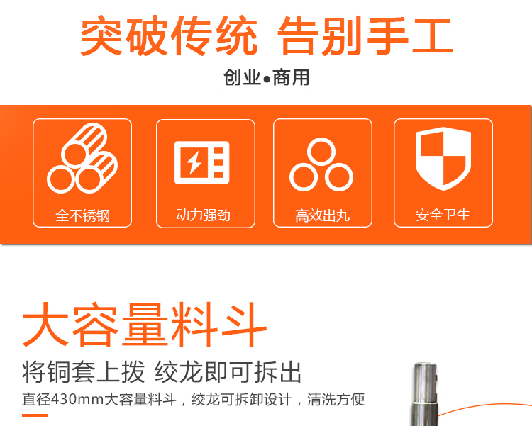 墨魚丸成型機(jī)自動挖勺式高速牛肉丸牛筋丸加工設(shè)備(圖4)