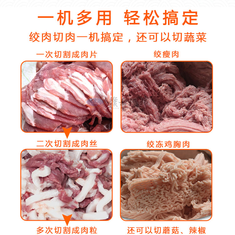小型商用立式絞切機，豬肉店用絞切一體機切肉片肉絲(圖6)